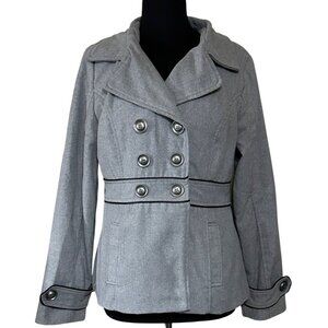 Black Lipstick Brand Light Gray Peacoat Polyester Wool Blend Junior's Size L
